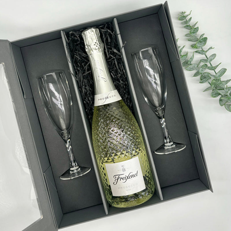 Freixenet Prosecco 75cl with 2 x Champagne flutes in Luxury Presentation Box