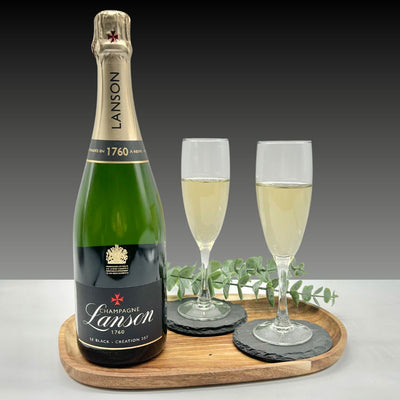 Champagne Lanson Le Black Création 75cl with 2 x Champagne flutes in Luxury Presentation Box