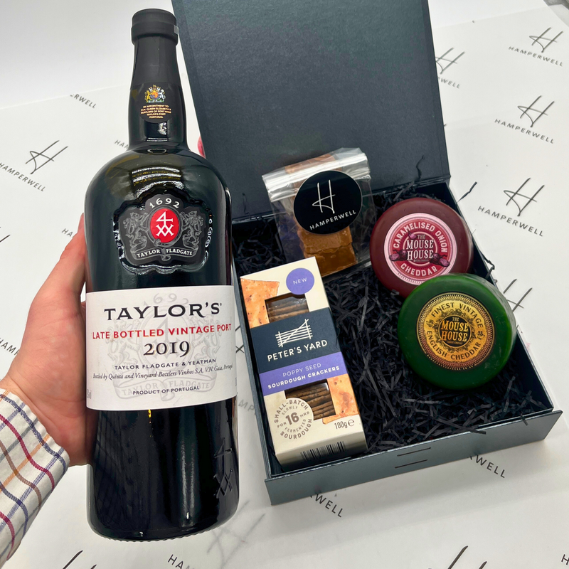 Cheese and Crackers Hamper With Port