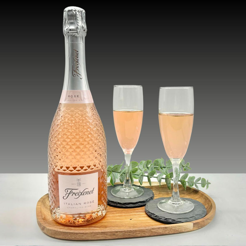 Freixenet Italian Sparkling Rose Extra Dry Wine 75cl 2 x Champagne flutes in Luxury Presentation Box