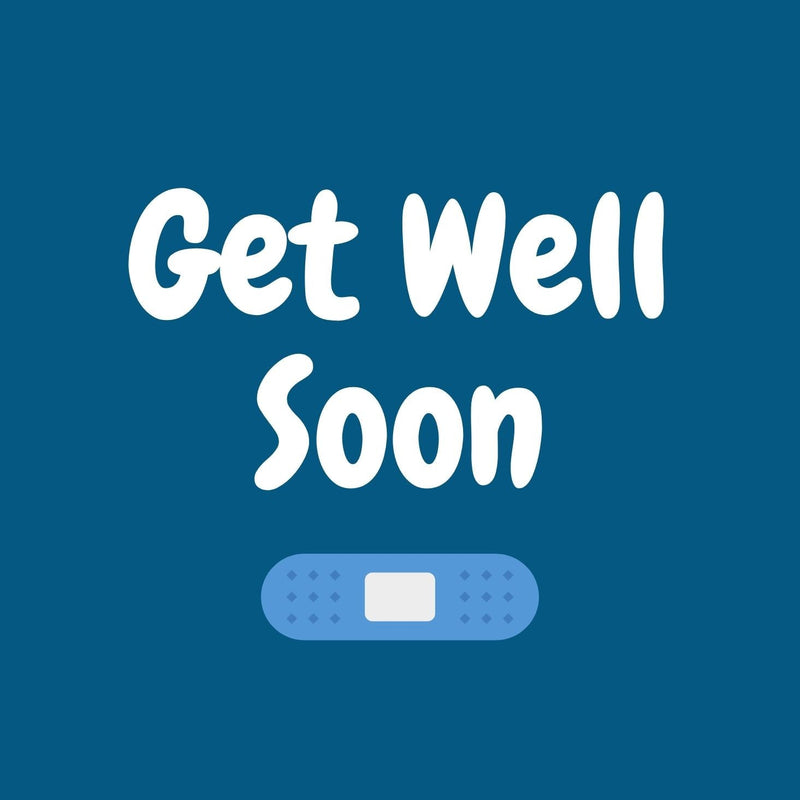 Get Well Soon Blue Gift Postcard 12cm Square