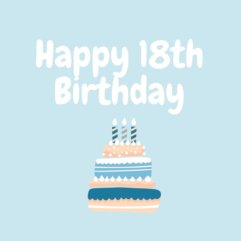 Happy 18th Birthday Blue Gift Postcard 12cm Square