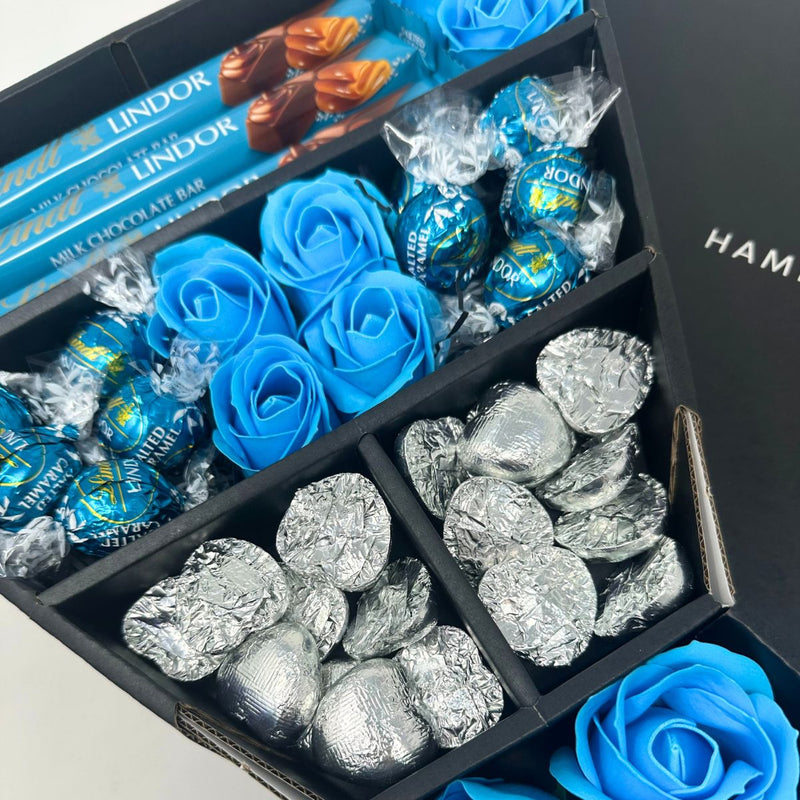 Lindt Lindor Signature Chocolate Bouquet With Blue Roses