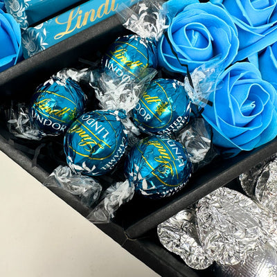 Lindt Lindor Signature Chocolate Bouquet With Blue Roses