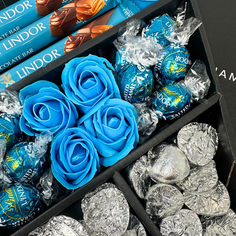 Lindt Lindor Signature Chocolate Bouquet With Blue Roses