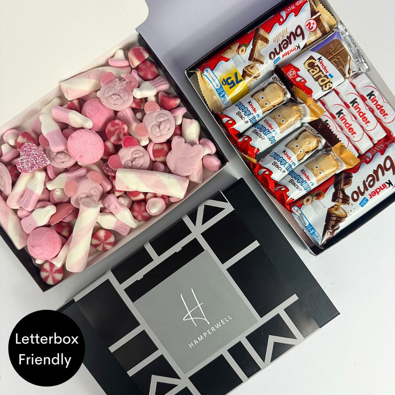 Panier cadeau boîte aux lettres Pick N Mix Sweets Pink Selection