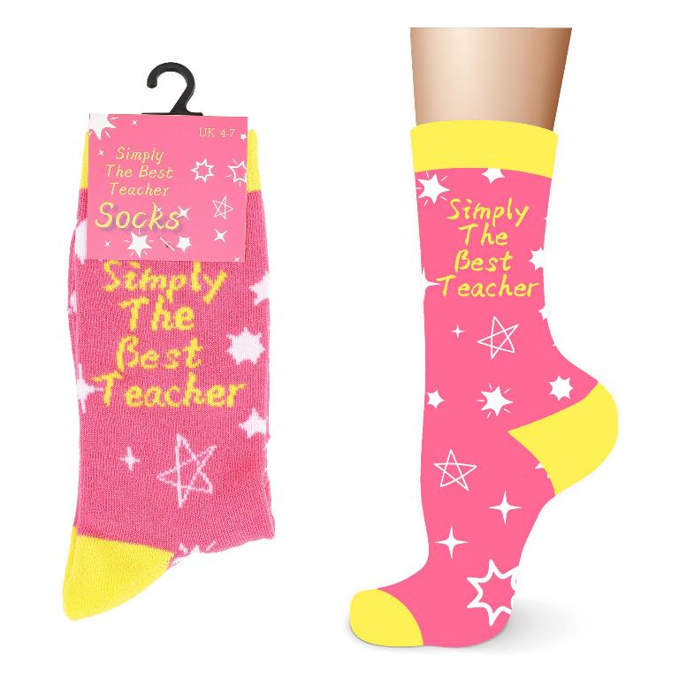 Simply The Best Teacher Pink Socks