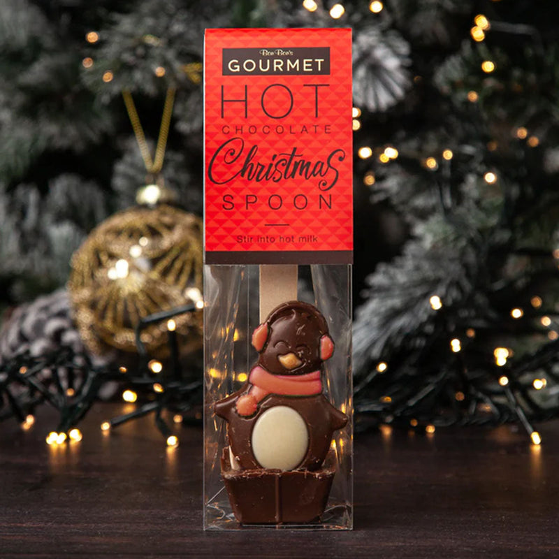 Milk Chocolate Penguin Hot Chocolate Spoon Red