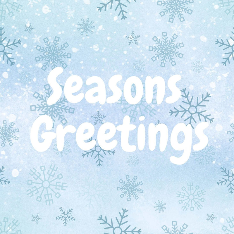 Carte postale cadeau bleue « Seasons Greetings » 12 cm carré