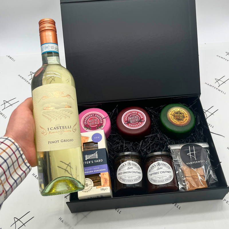 The Cheese and Chutney Hamper with White Wine