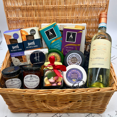 The Classic Food Hamper with White Wine