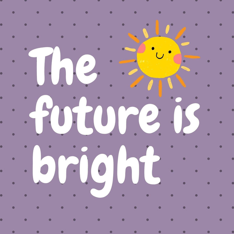 The Future is Bright Purple Gift Postcard 12cm Square