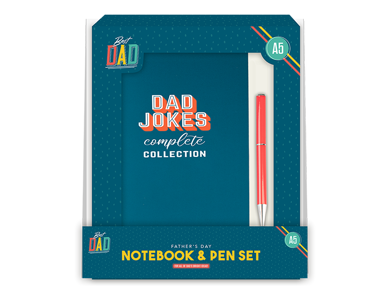 Coffret Carnet de notes et stylo A5 avec blagues de papa