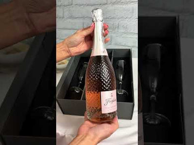 Freixenet Italian Sparkling Rose Extra Dry Wine 75cl 2 x Champagne flutes in Luxury Presentation Box